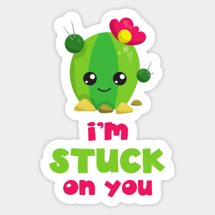 Cute Cactus, Kawaii Cactus, I'm Stuck On You Sticker